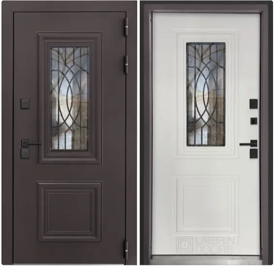 Входная дверь Термо со стеклопакетом Лабиринт Сияна 8019