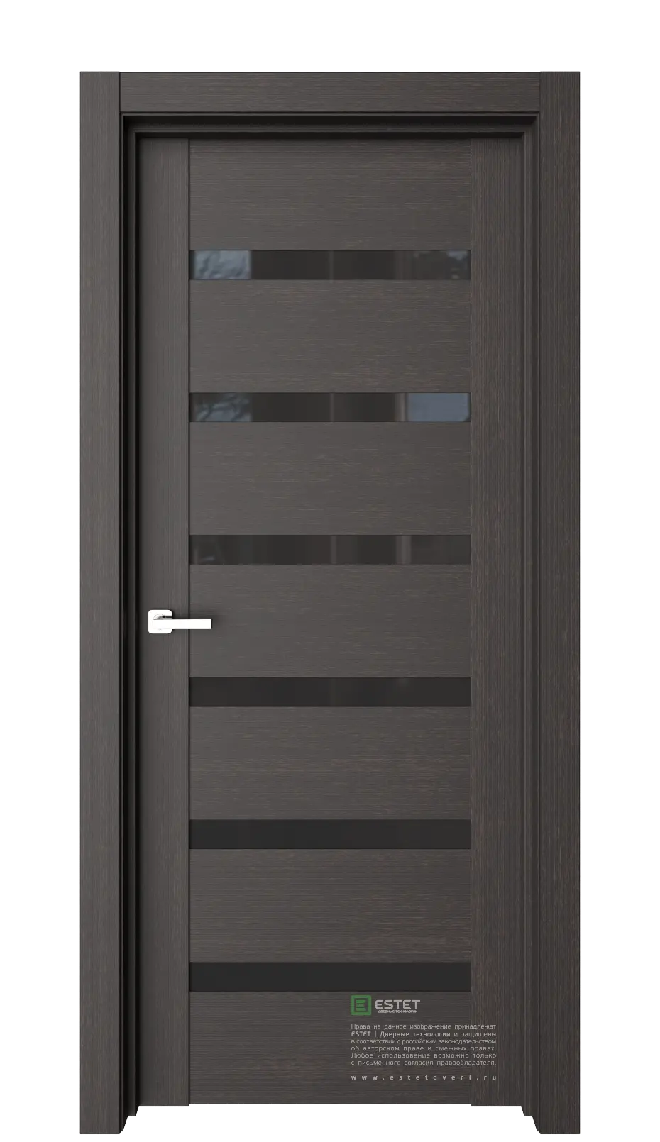 Межкомнатная дверь Тренд Т3 Венге-горизонт Венге Лакобель черный