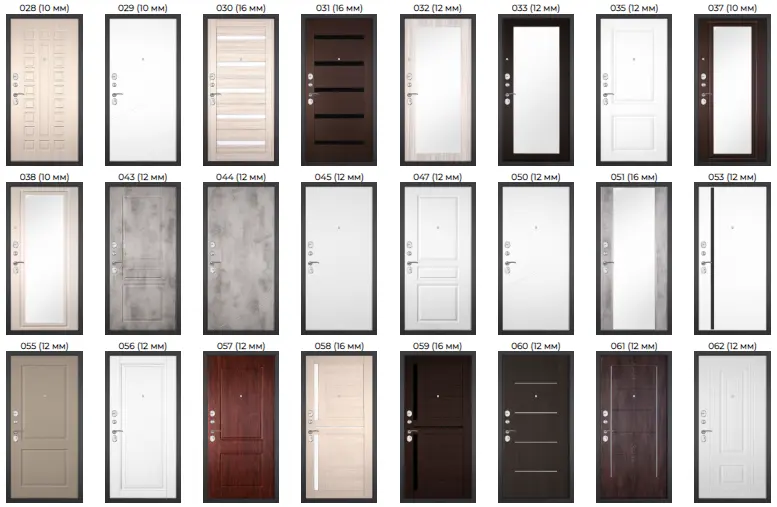 Входная дверь глухая с зеркалом и шумоизоляцией Гранит Шторм 001 Светлая 6 мм