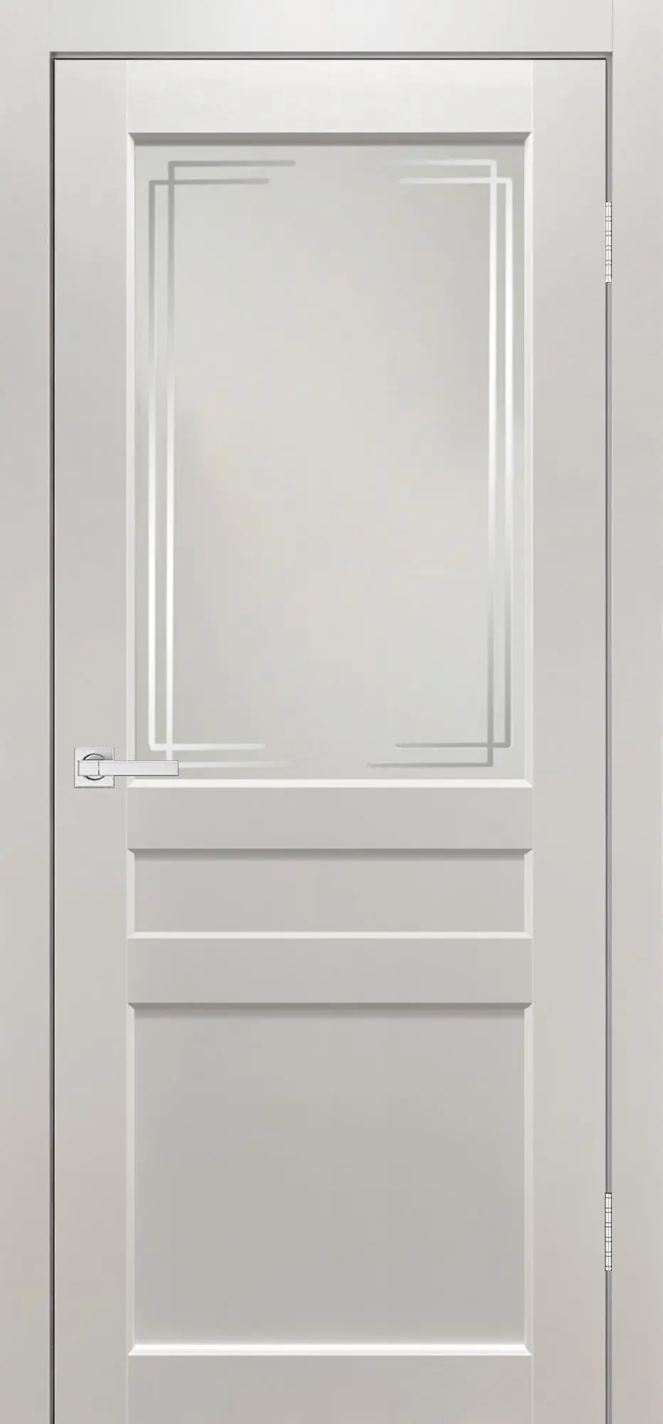 Межкомнатная дверь Евро 29 ПО Классика эмалит белый Белый Сатинат белый