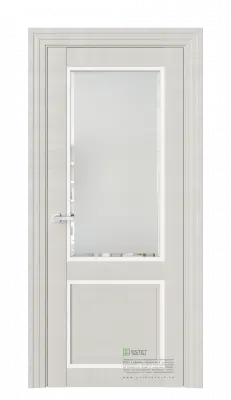 Межкомнатная дверь J4F Custard Светло-серый Фацет сатинат белый