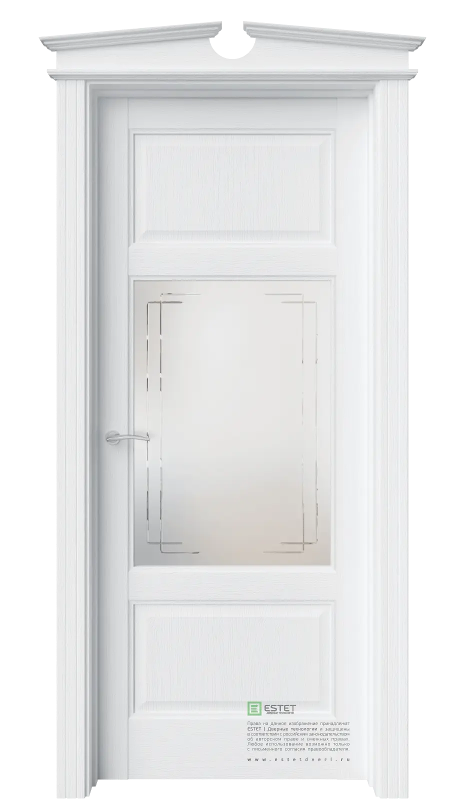 Межкомнатная дверь Соната-10 Полярный ст.1 Белый с текстурой Сатинат белое гравировка