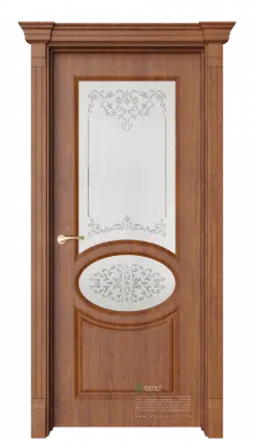 Межкомнатная дверь Шарм-4 Золотой дуб Коричневый Сатинат белое витраж прозрачный