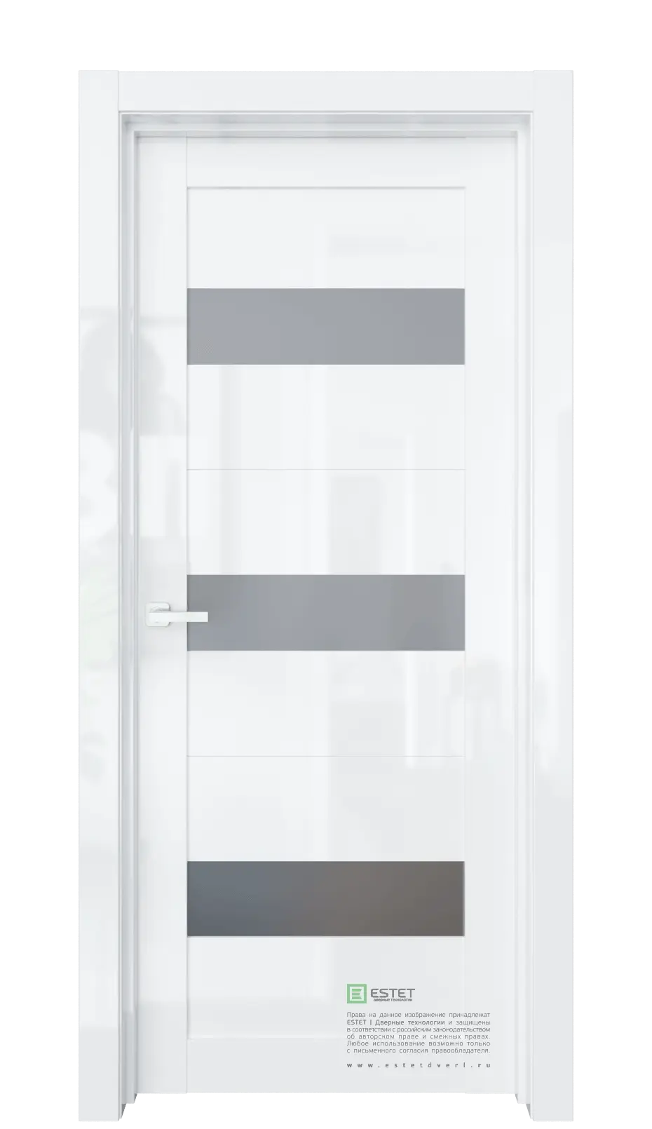 Межкомнатная дверь Роял-R41 Белый глянец Белый Сатинат графит