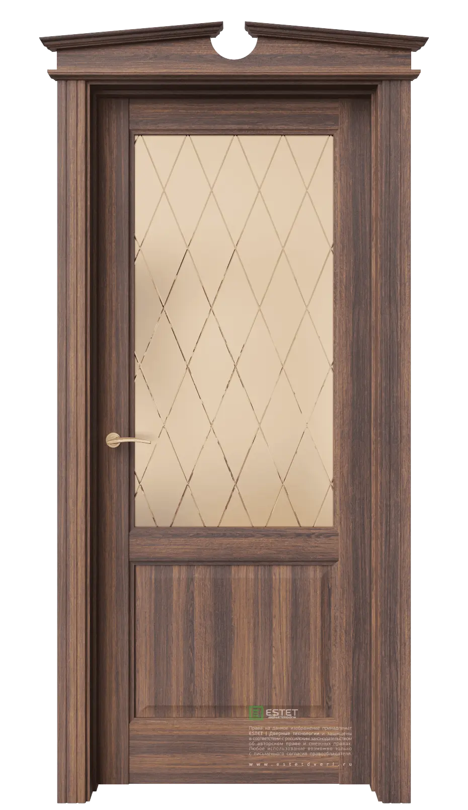 Межкомнатная дверь Соната-4 Дуб торонто ст.4 Темно-коричневый Сатинат белое гравировка