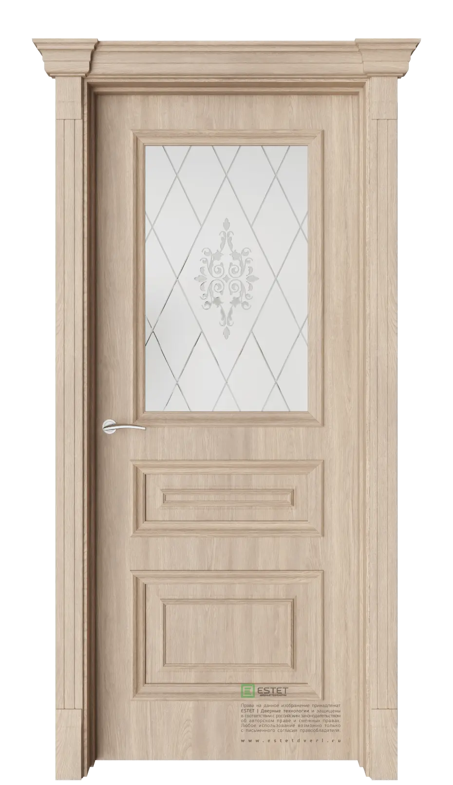 Межкомнатная дверь GE7M Брандо Дуб Сатинат белое витраж прозрачный