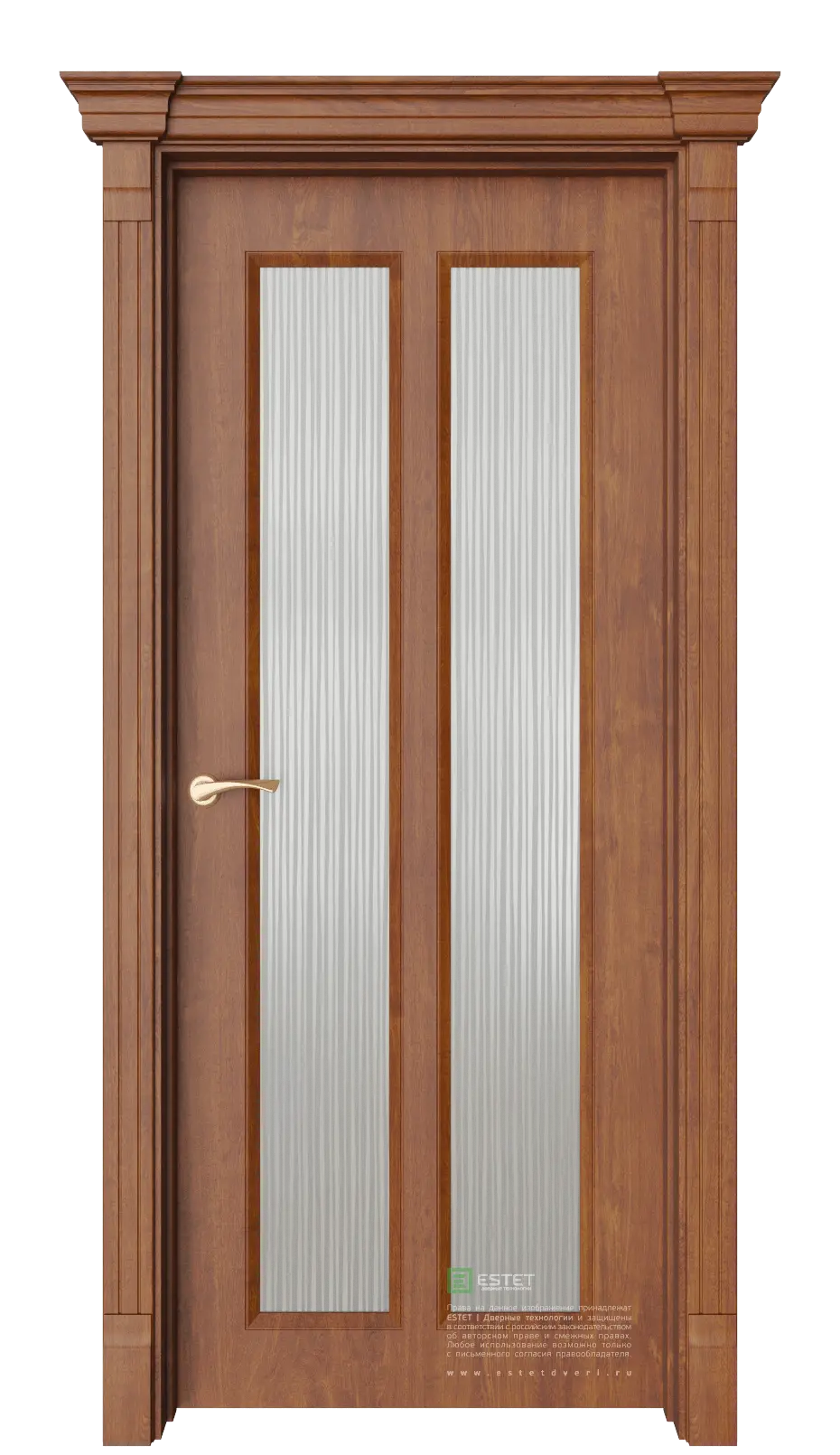 Межкомнатная дверь Санте-2 Мистраль Золотой дуб Коричневый Сатинат белое пескоструй