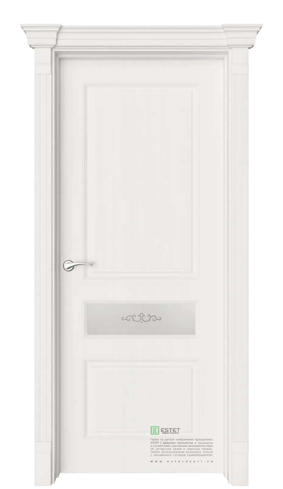 Межкомнатная дверь Мирбо-2 Белое дерево Белый с текстурой Сатинат белое гравировка