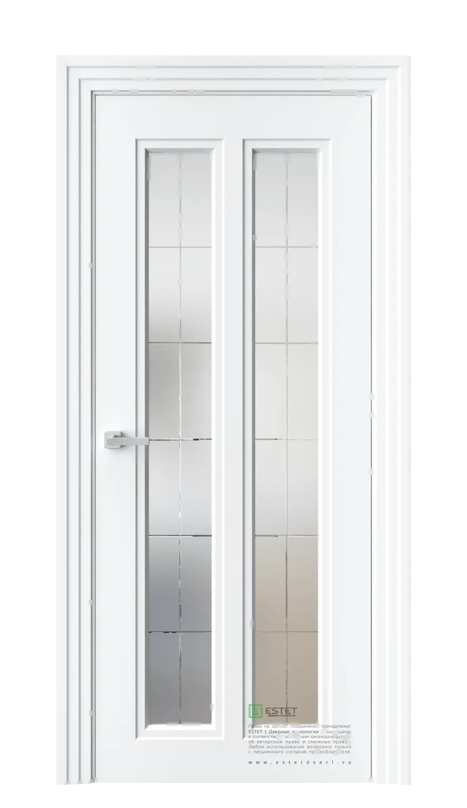 Межкомнатная дверь N21 RAL9003 Белый Сатинат белое гравировка