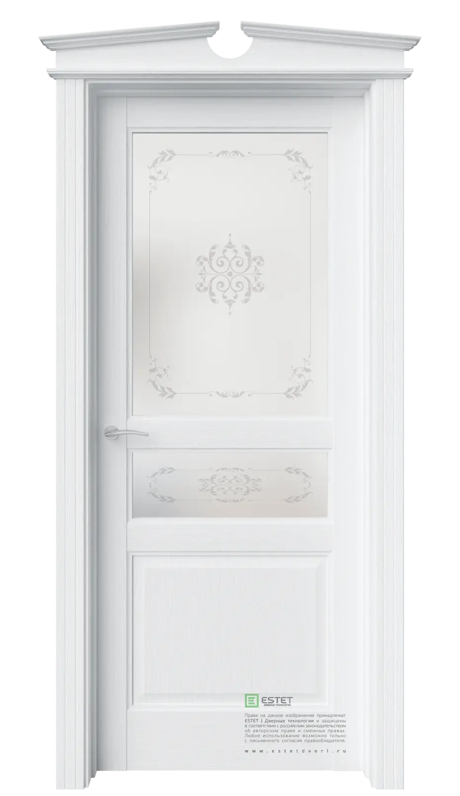 Межкомнатная дверь Соната-6 Полярный ст.1 Белый с текстурой Сатинат белое пескоструй