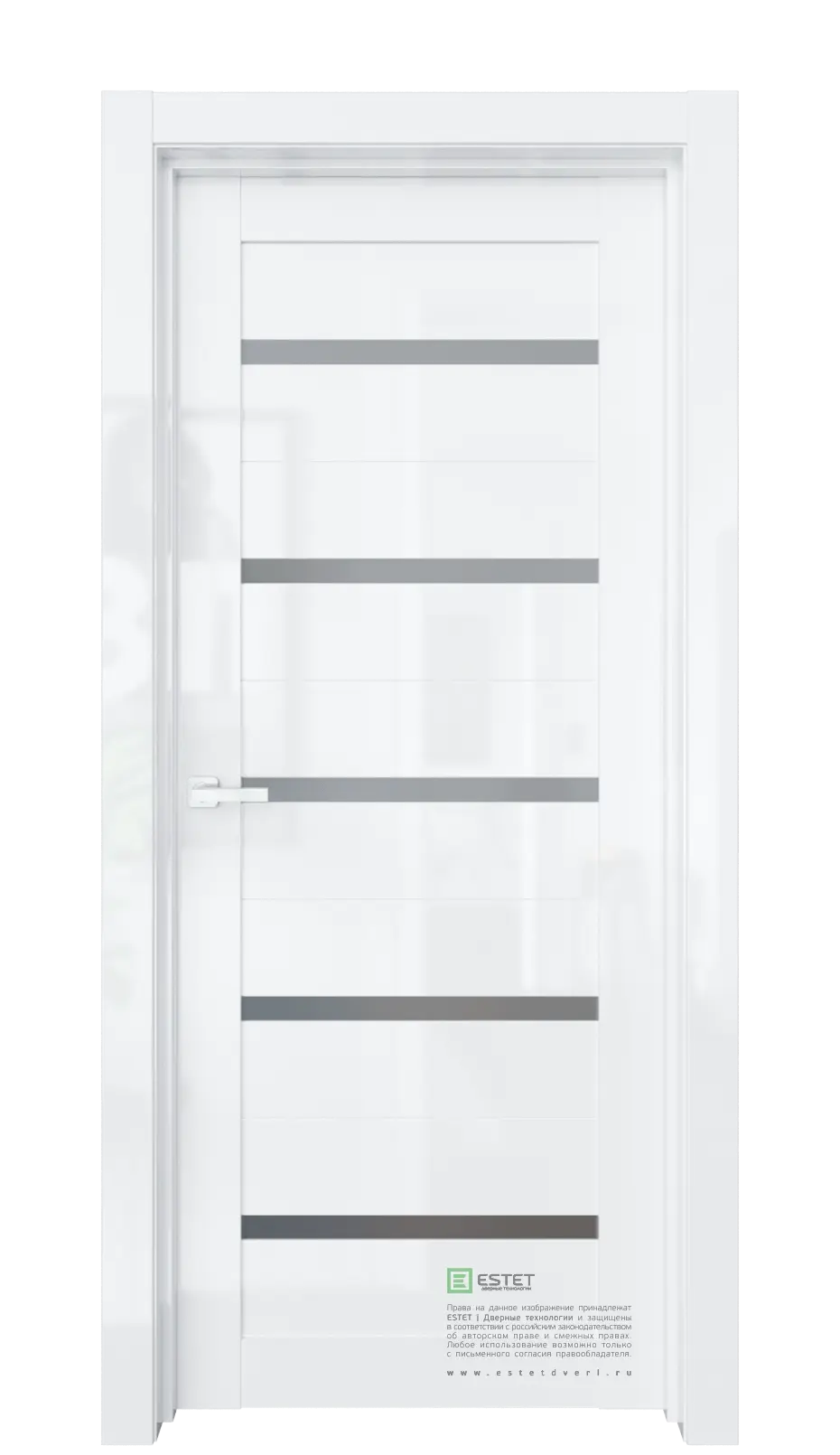 Межкомнатная дверь Роял-R1 Белый глянец Белый Сатинат графит