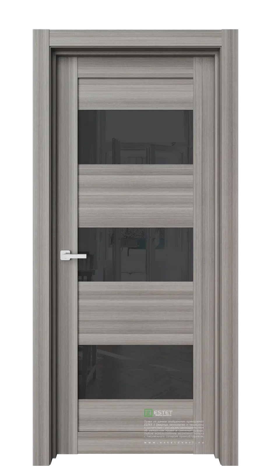 Межкомнатная дверь Роял-R8 Керамик Серый Лакобель черный