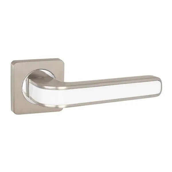 Дверная ручка раздельная PUNTO FUTURA ZQ SN/WH-19 матовый никель/белый