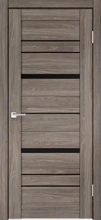 Межкомнатная дверь CITY 2 Дуб Анкор Эш ст.Лакобель черный Темно-серый Лакобель черный