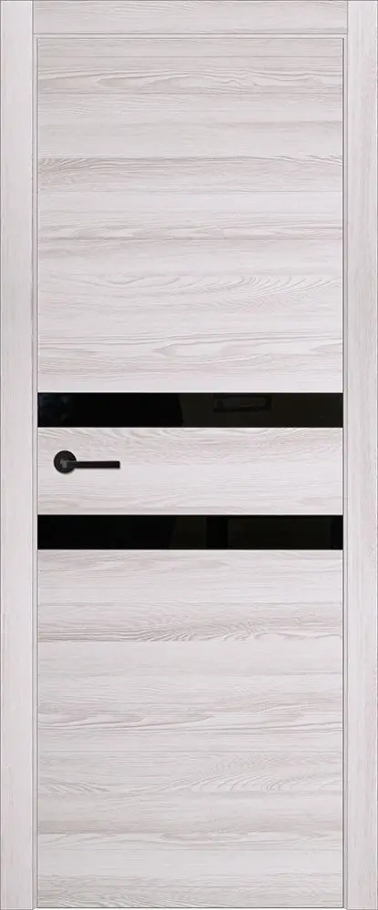 Межкомнатная дверь Мист ПО черная кромка Ясень пепельный Светло-серый Лакобель черный