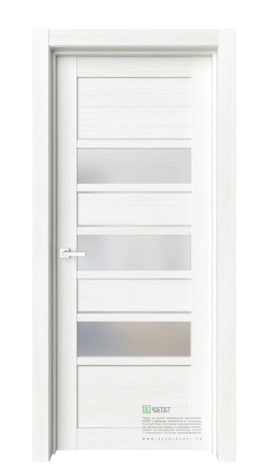 Межкомнатная дверь Роял-R23 Ясень жемчуг Светлый Сатинат белый