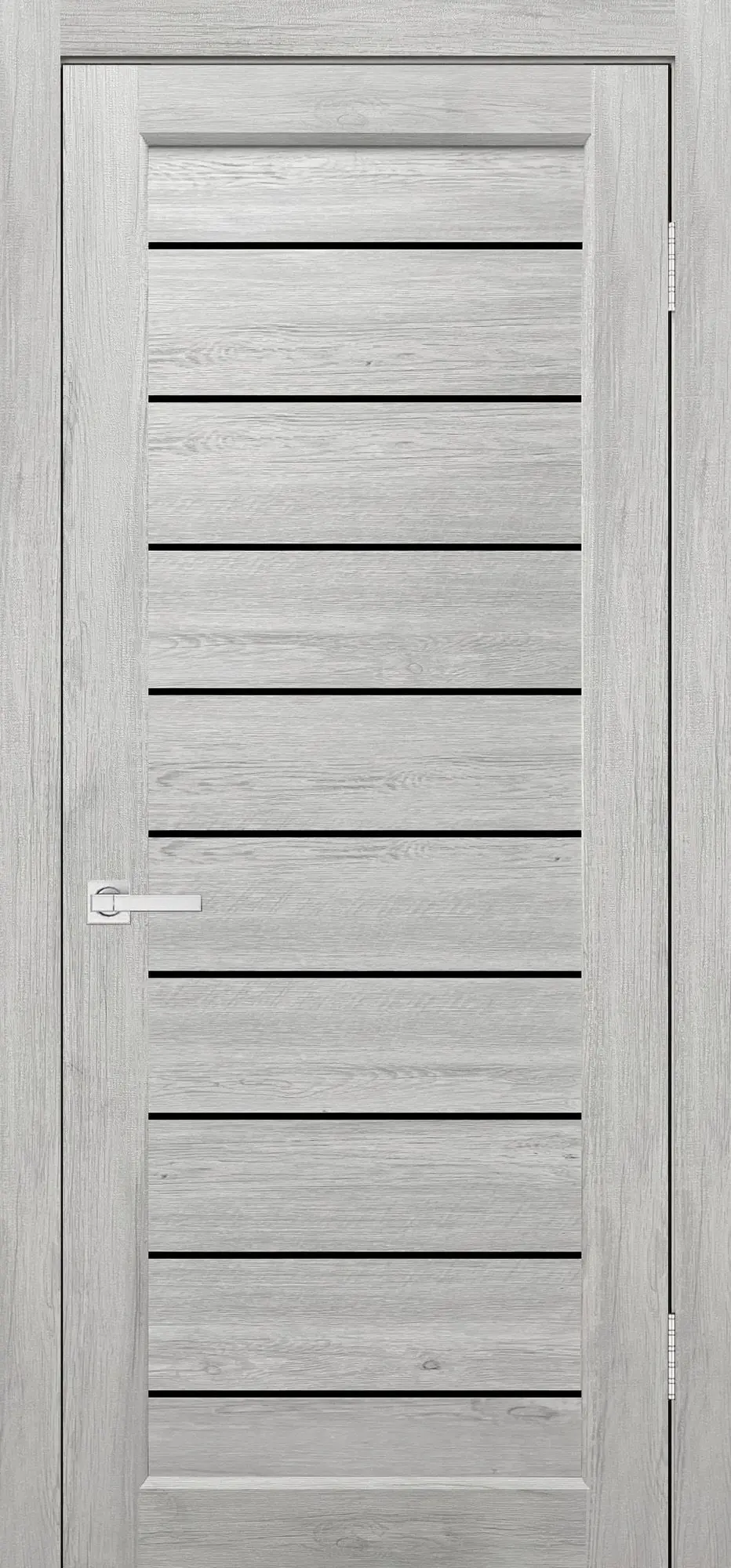 Межкомнатная дверь YD Евро 26 Граф белый Светло-серый Лакобель черный