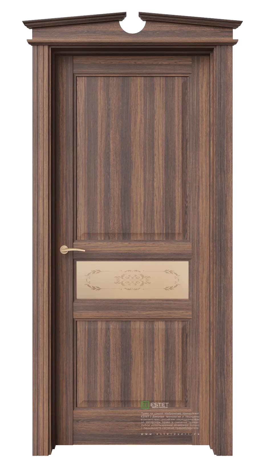 Межкомнатная дверь Соната-7 Дуб торонто ст.1 Темно-коричневый Сатинат белое пескоструй