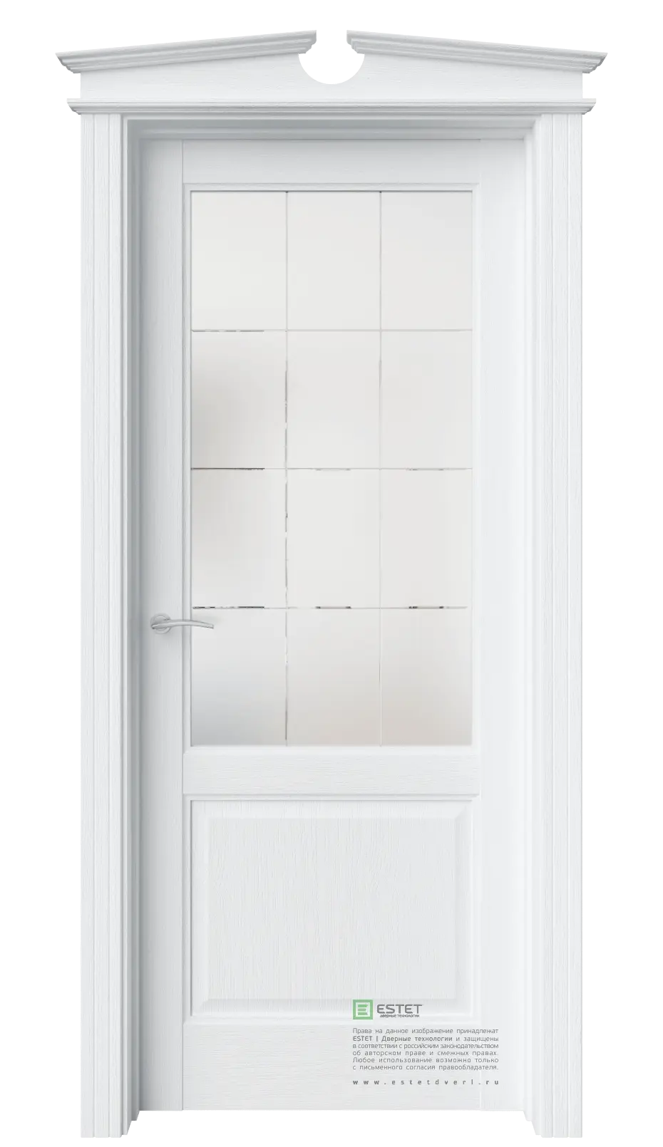 Межкомнатная дверь Соната-4 Полярный ст.1 Белый с текстурой Сатинат белое гравировка