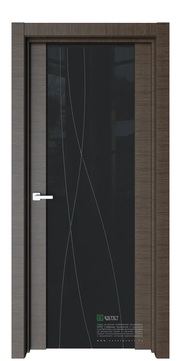 Межкомнатная дверь Е7 корица, гравировка Р17 Венге