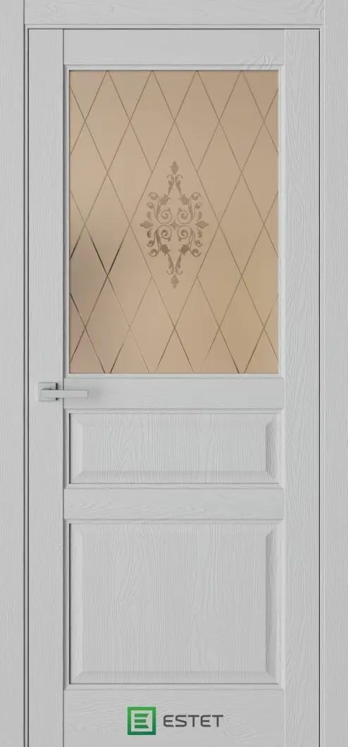 Межкомнатная дверь Соната-8 Ясень грау бронза ст.1 Светло-серый Сатинат бронзовый