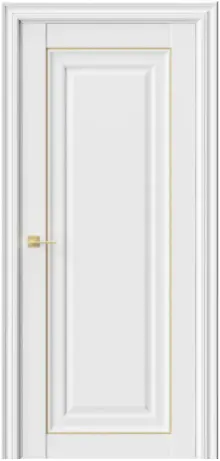 Межкомнатная дверь Нева HR1F emlayer белый, золотой молдинг Белый