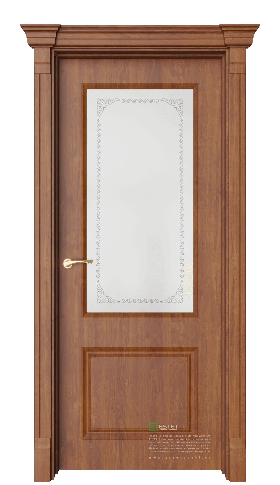 Межкомнатная дверь Венсен-2 Золотой дуб Коричневый Сатинат белое витраж прозрачный