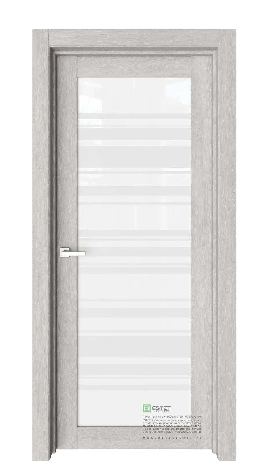 Межкомнатная дверь Версо В12С Дуб серый пескоструй Серый Триплекс белоснежный