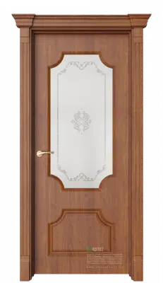 Межкомнатная дверь Руан-2 Золотой дуб Коричневый Сатинат белое витраж прозрачный