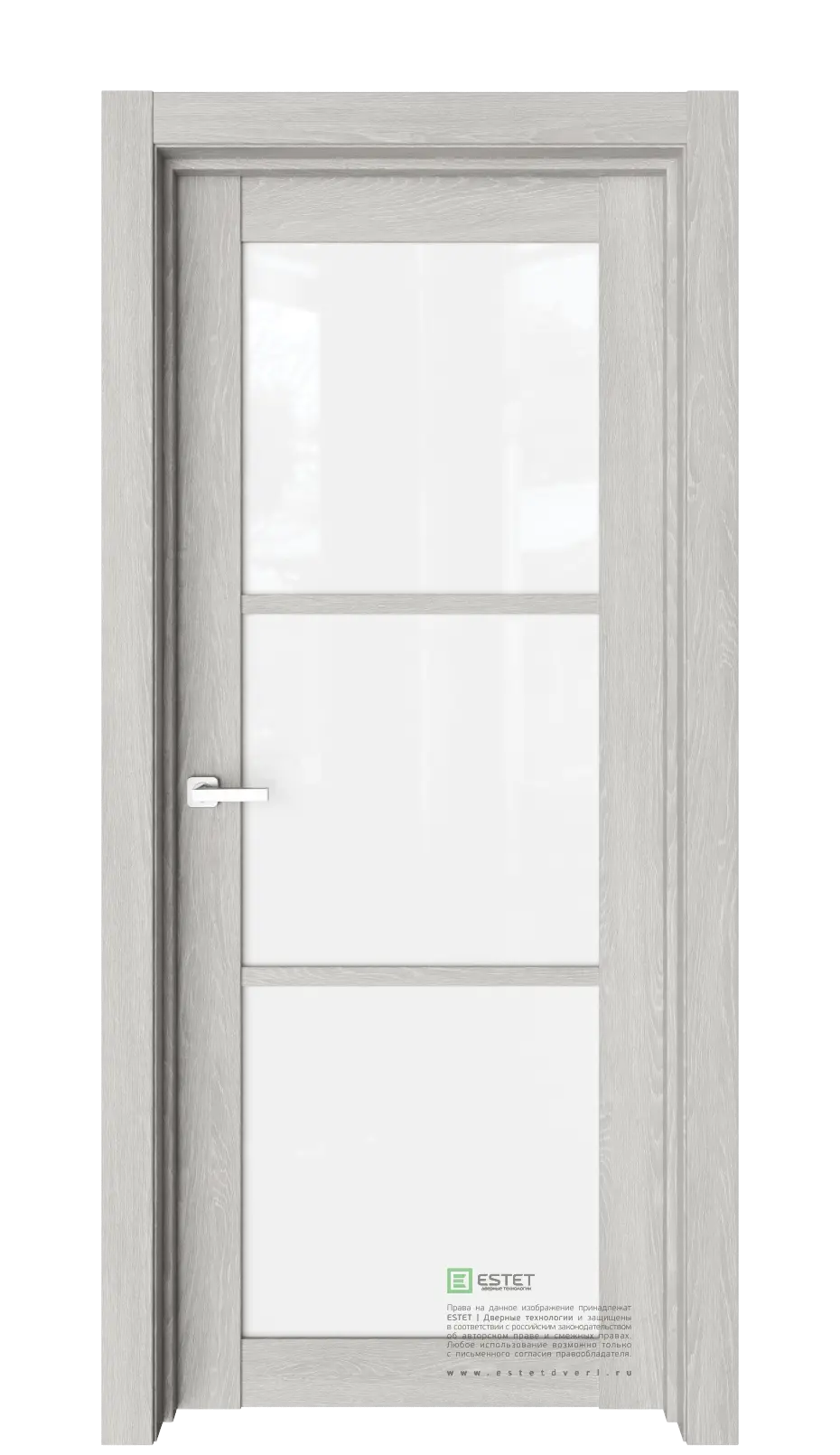 Межкомнатная дверь Версо В15 Дуб серый Серый Триплекс белоснежный