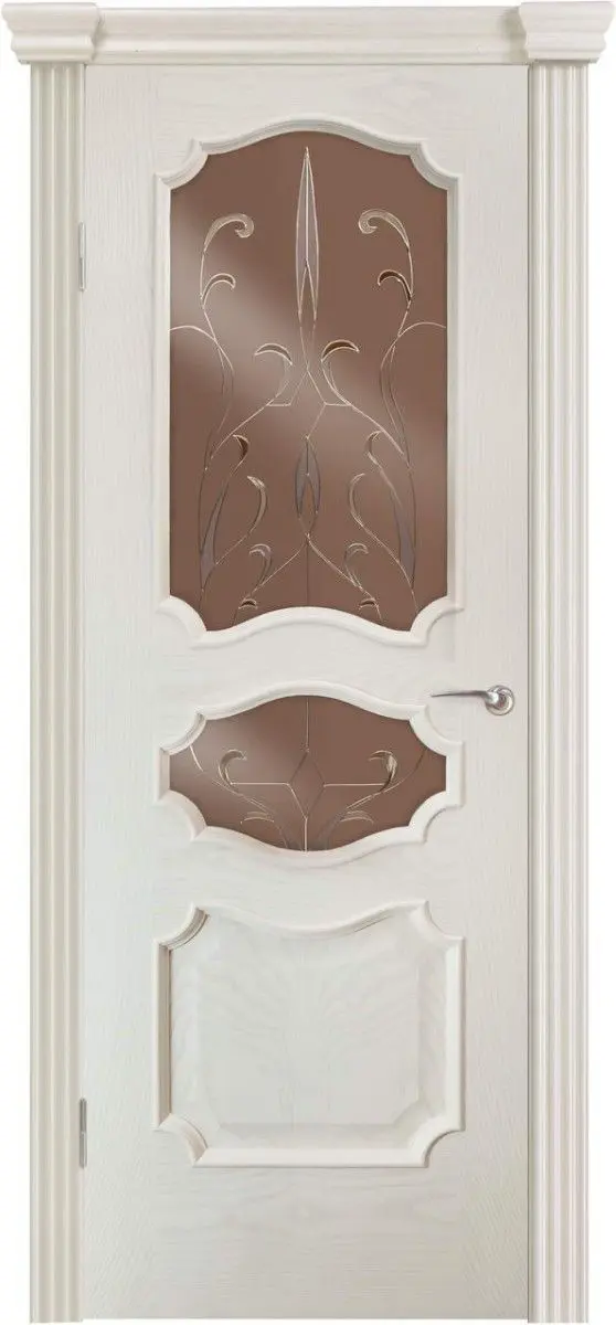 Межкомнатная дверь Аликанте "Лиана", шпон: ясень тон 6 белый Белый