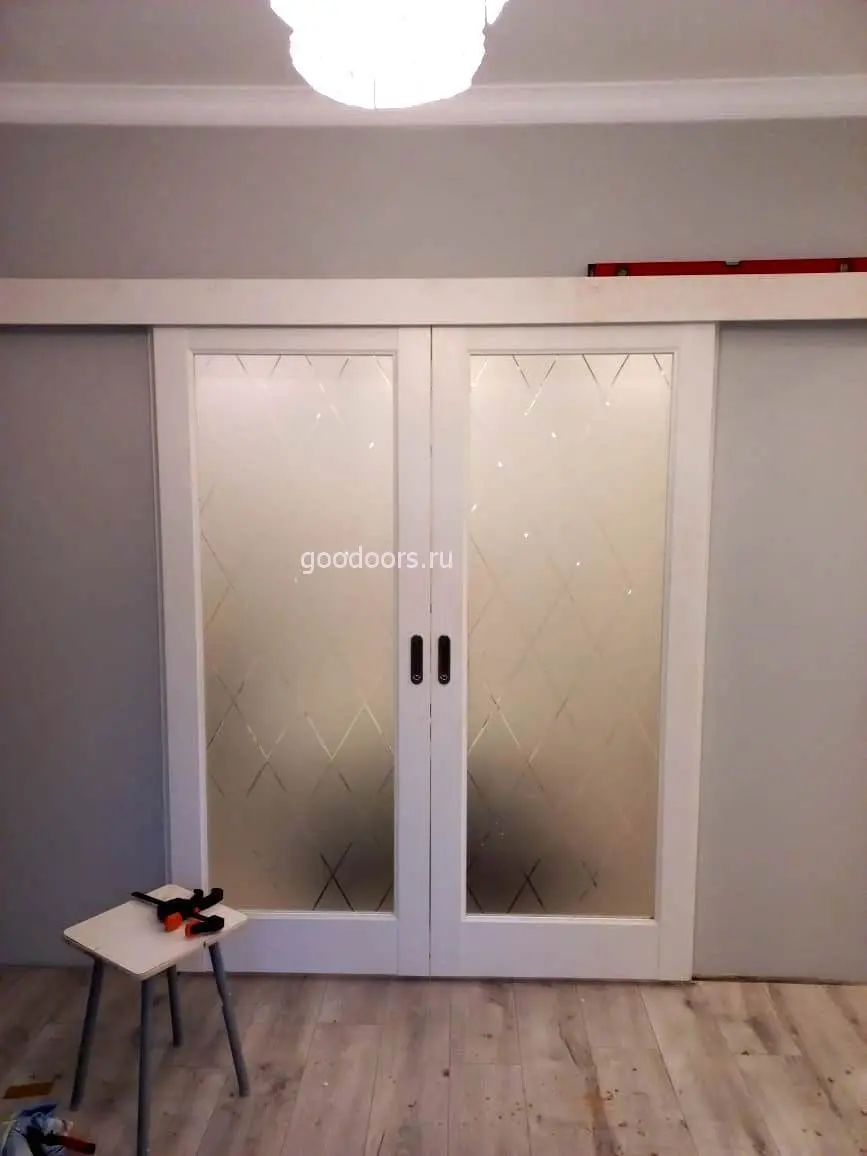 Межкомнатная дверь Соната-2 Полярный Белый с текстурой Сатинат белое гравировка