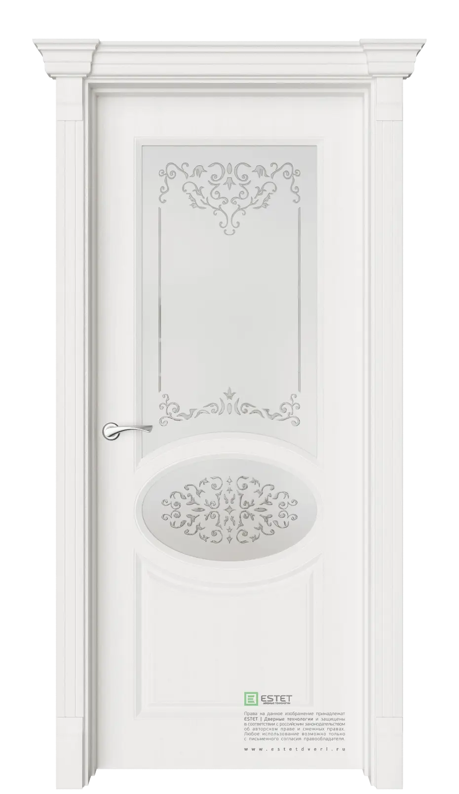 Межкомнатная дверь Шарм-4 Белое дерево Белый с текстурой Сатинат белое витраж прозрачный