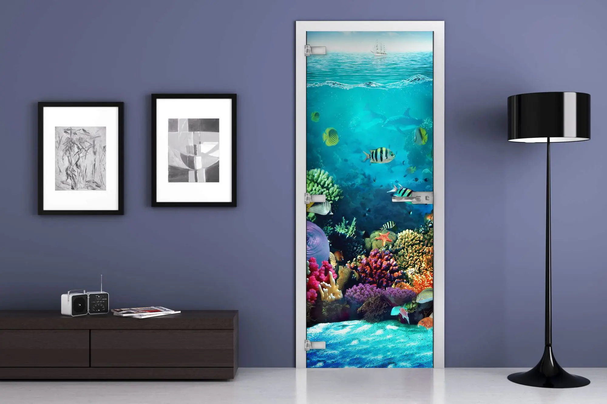 Дверь стеклянная MG-Underwater world 19