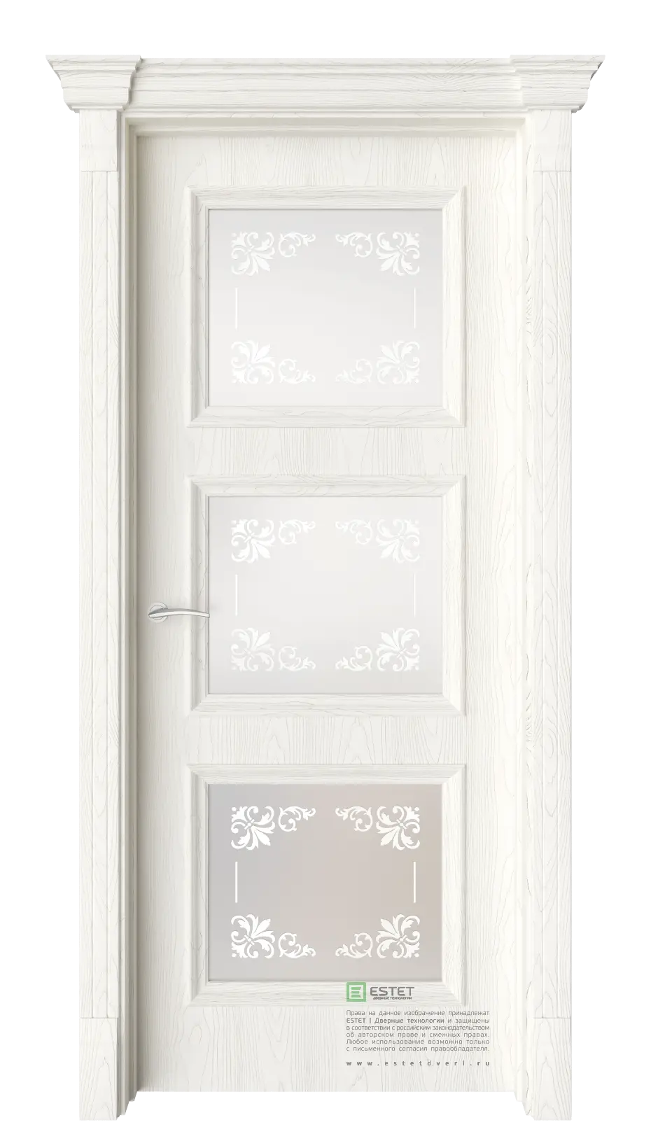 Межкомнатная дверь GE12M Дворцовое дерево Патина Сатинат белое сияние