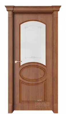 Межкомнатная дверь Эври-3 Золотой дуб Коричневый Сатинат белое витраж прозрачный