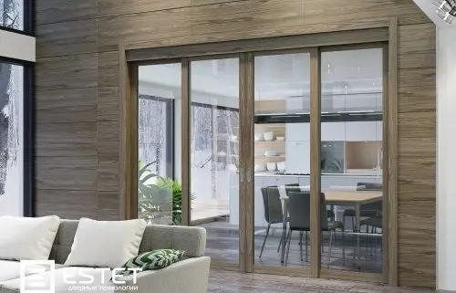 Дверная перегородка из 4-х створок