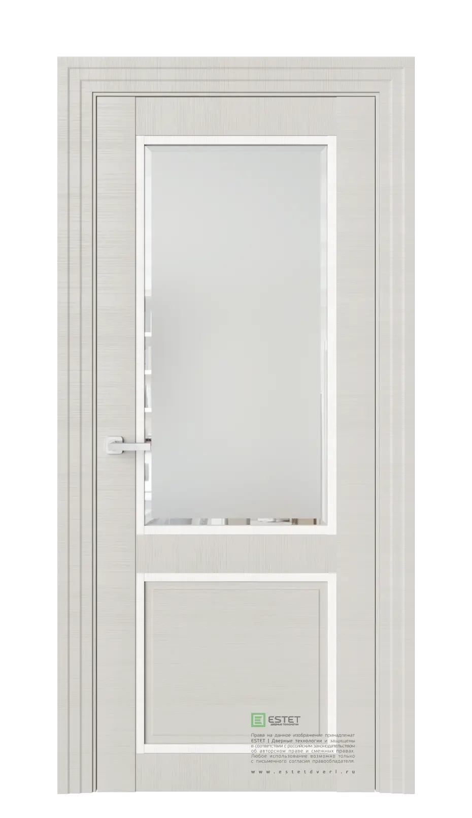 Межкомнатная дверь J4F Custard Светло-серый Фацет сатинат белый