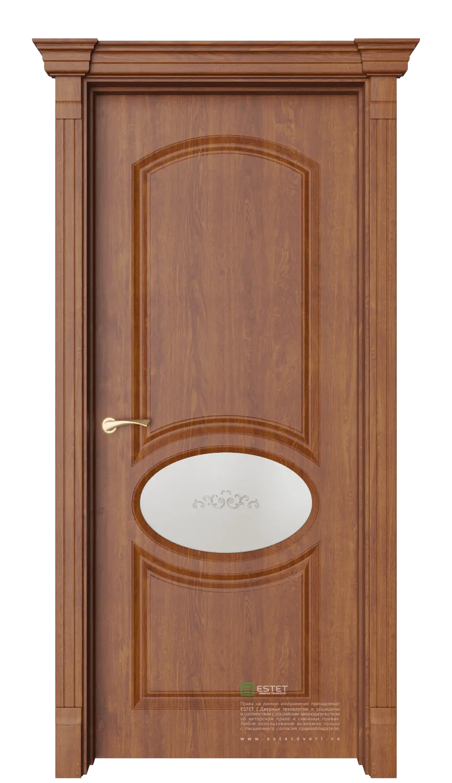 Межкомнатная дверь Эври-2 Золотой дуб Коричневый Сатинат белое витраж прозрачный