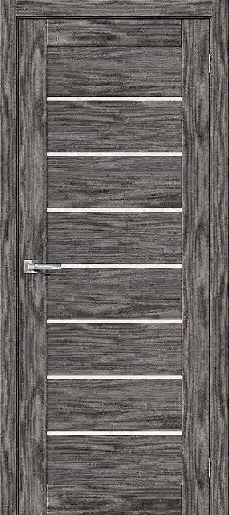 Межкомнатная дверь Браво 22 ПО Grey Melinga Темно-серый Сатинат белый