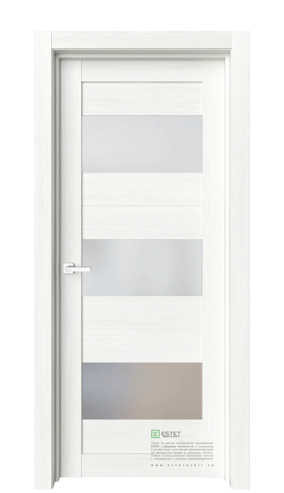 Межкомнатная дверь Роял-R7 Ясень жемчуг Светлый Сатинат белый