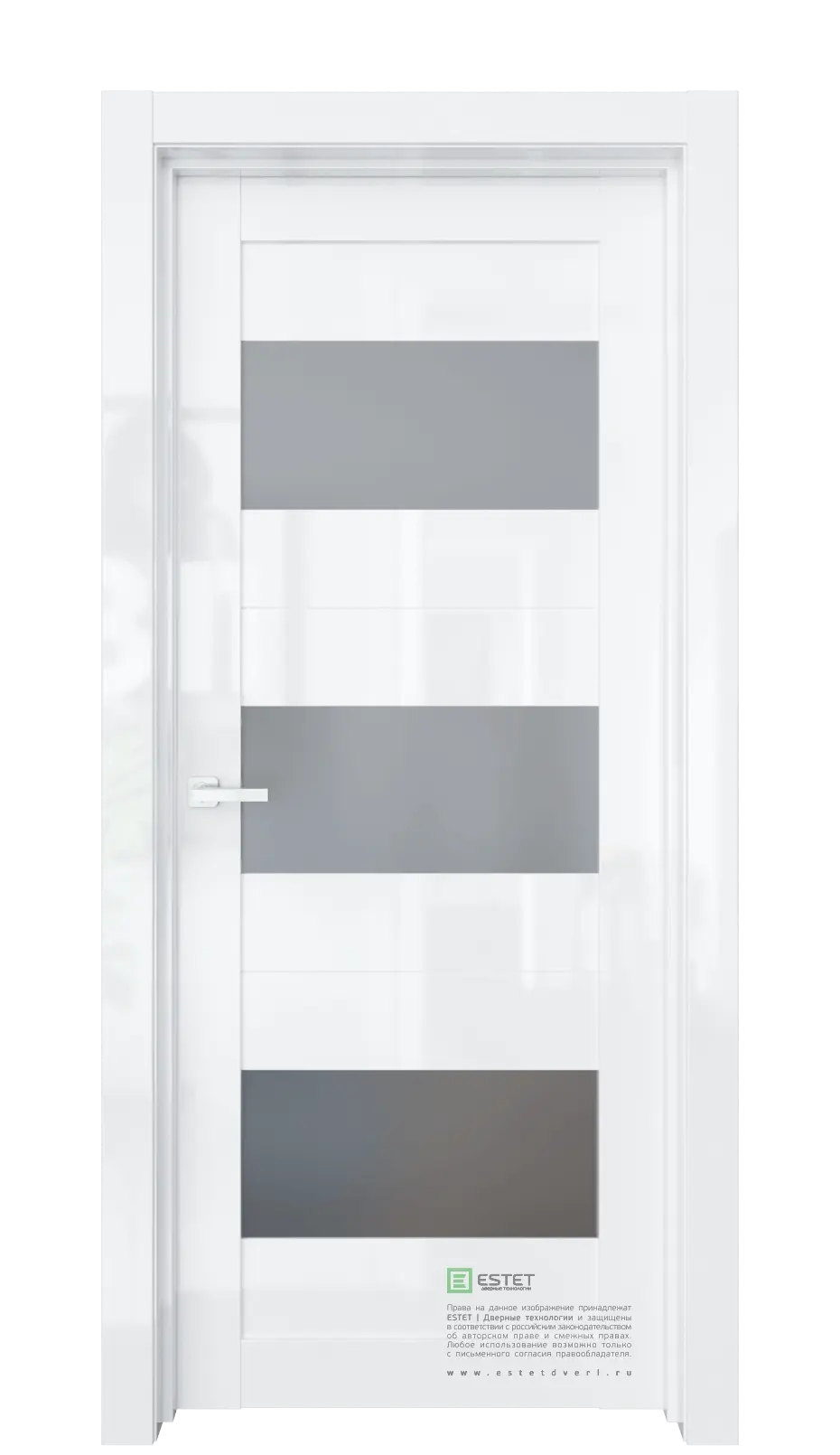 Межкомнатная дверь Роял-R7 Белый глянец Белый Сатинат графит