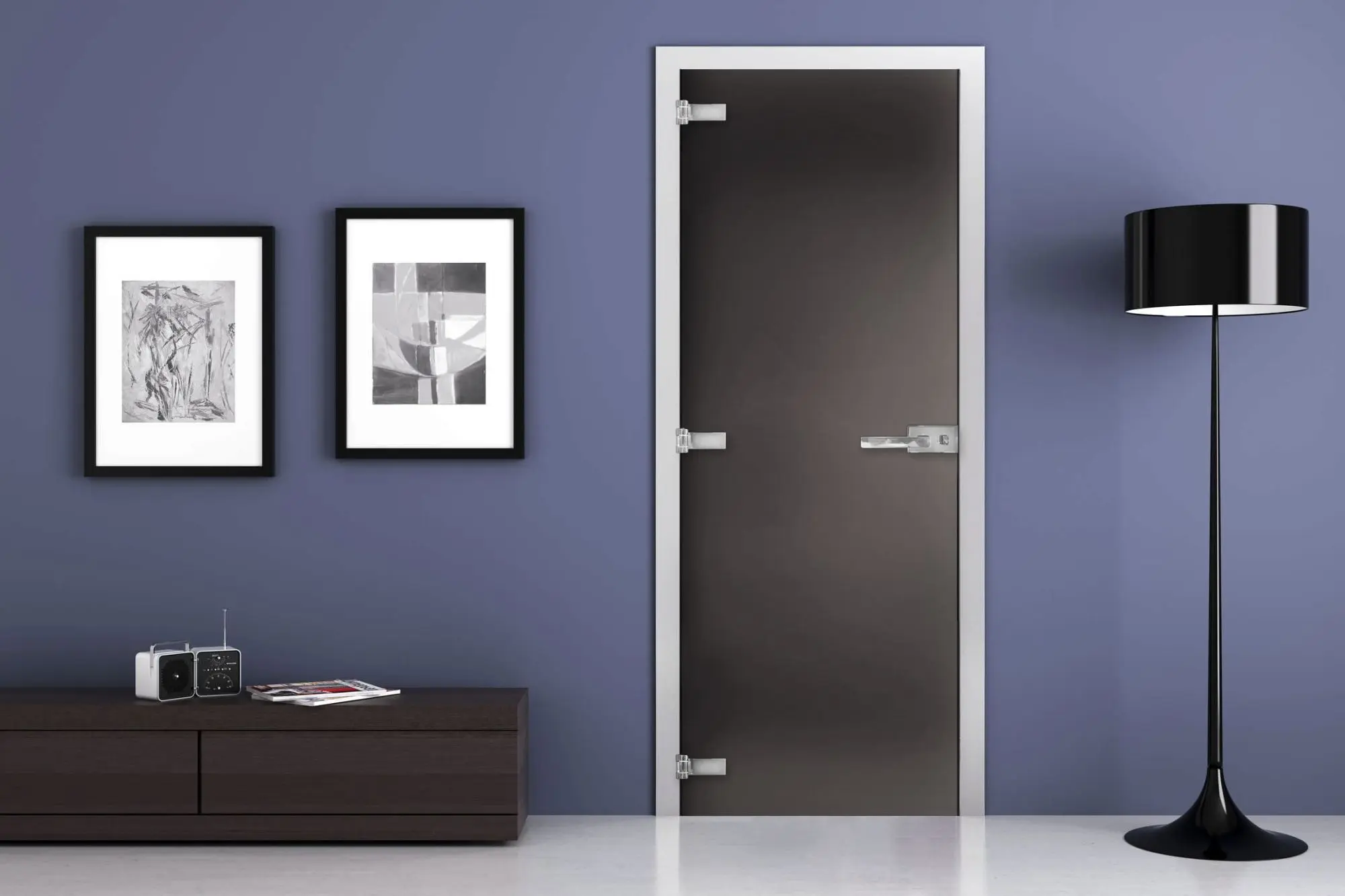 Дверь стеклянная MG-00 Графит матовое