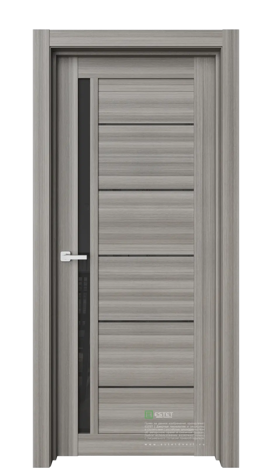Межкомнатная дверь Роял-R25 Керамик Серый Лакобель черный