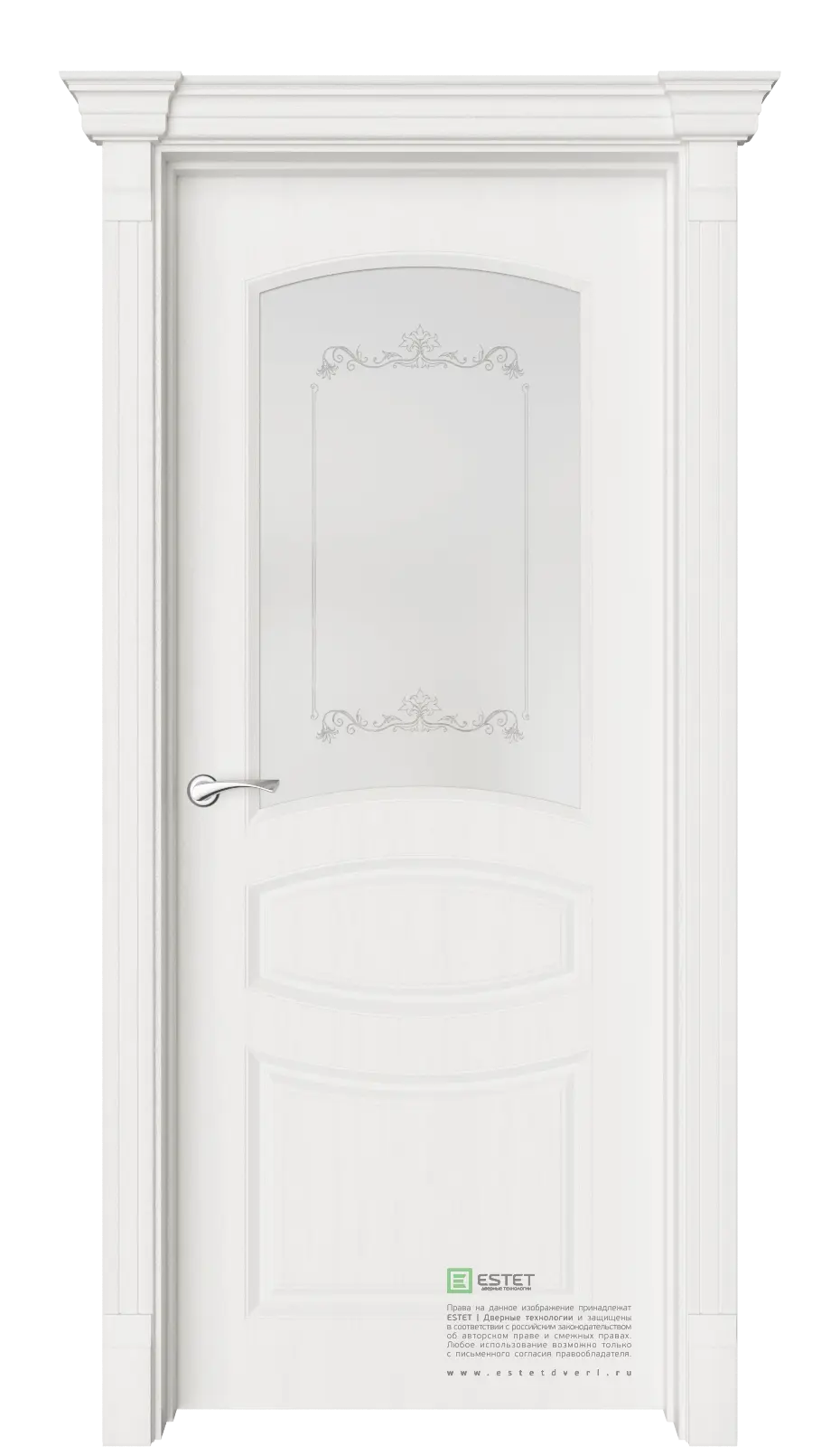 Межкомнатная дверь Адель-3 Белое дерево Белый с текстурой Сатинат белое витраж прозрачный