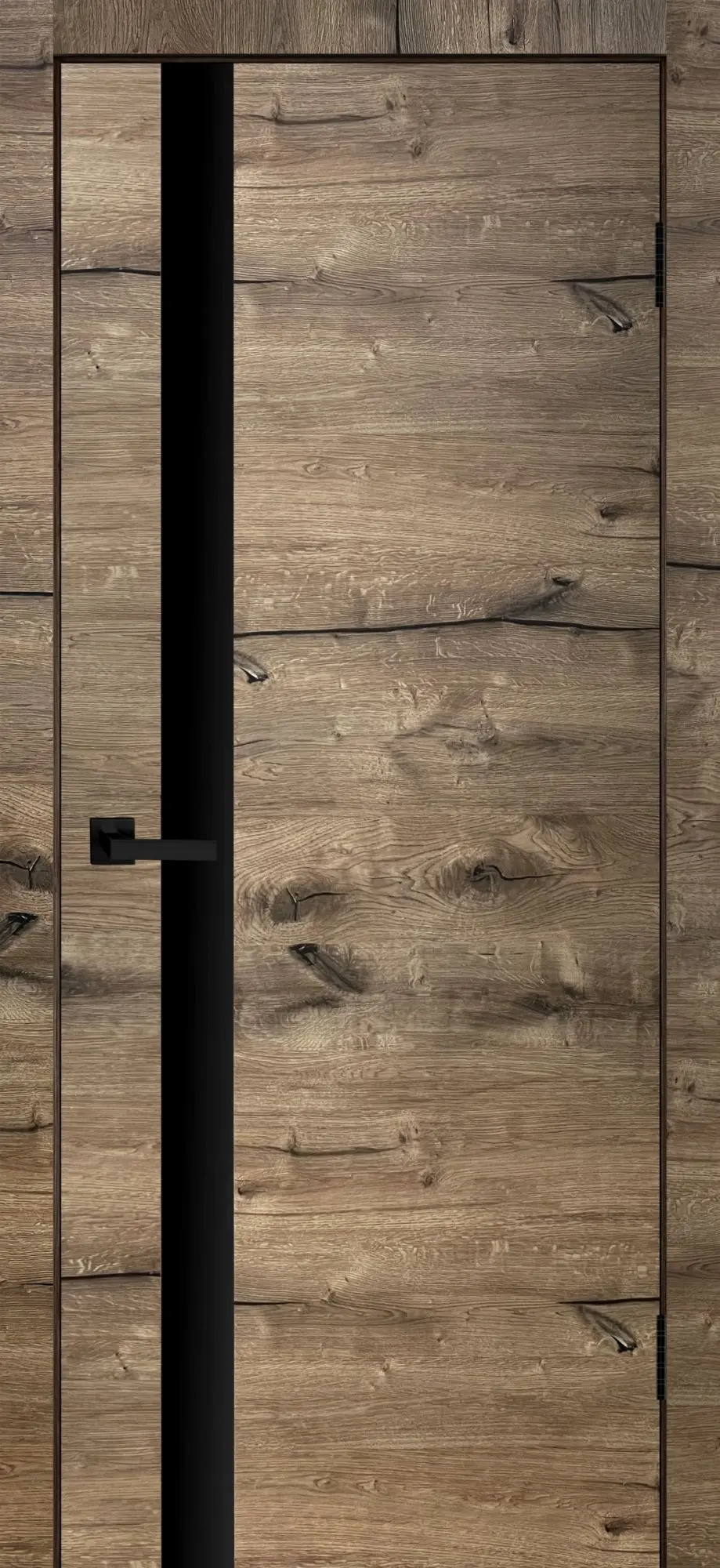 Межкомнатная дверь YD Роял ПО дуб пацифика Амбарный дуб LACOBEL Черный лак