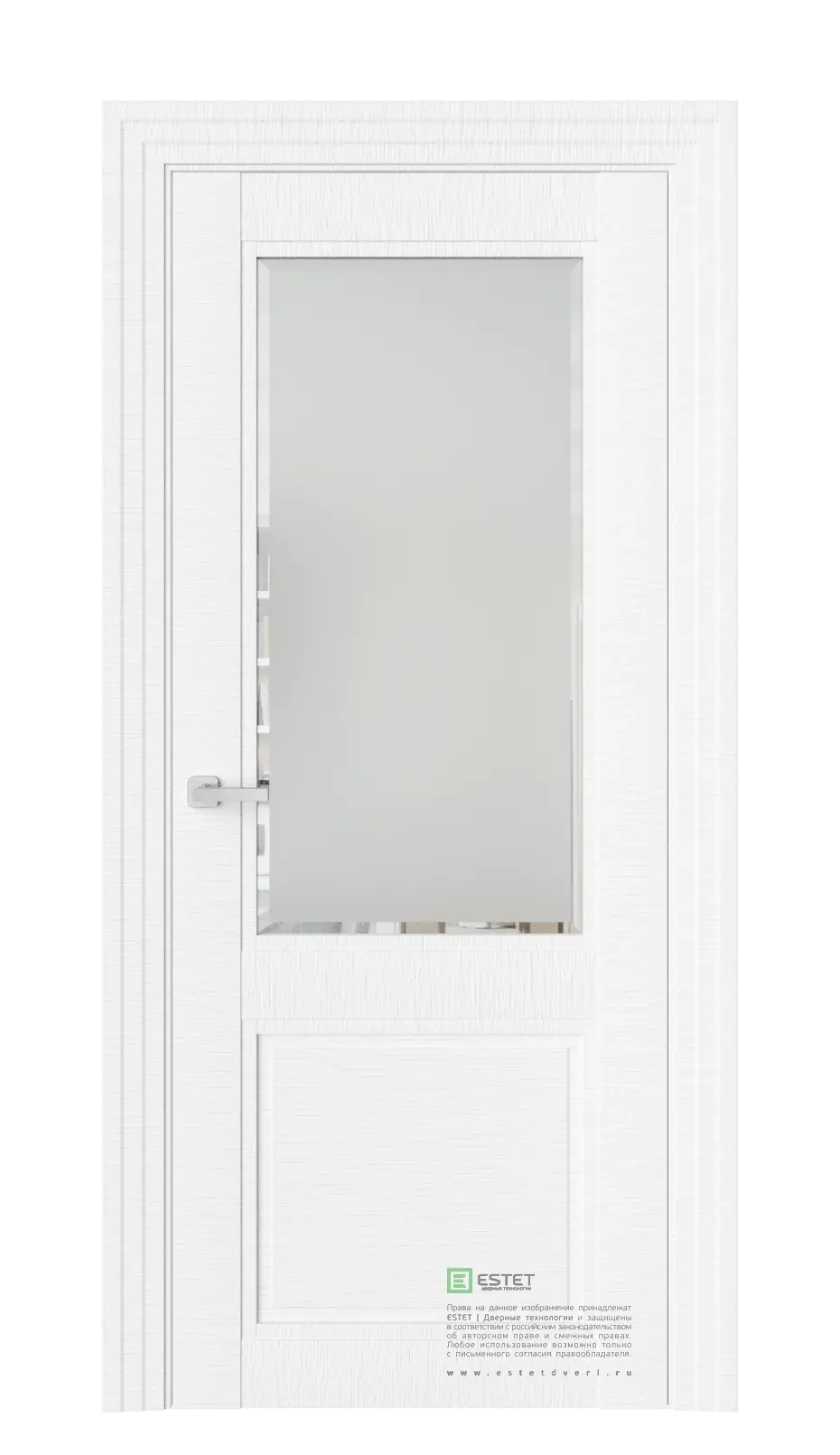 Межкомнатная дверь J4F Белый горизонт Белый Фацет сатинат белый