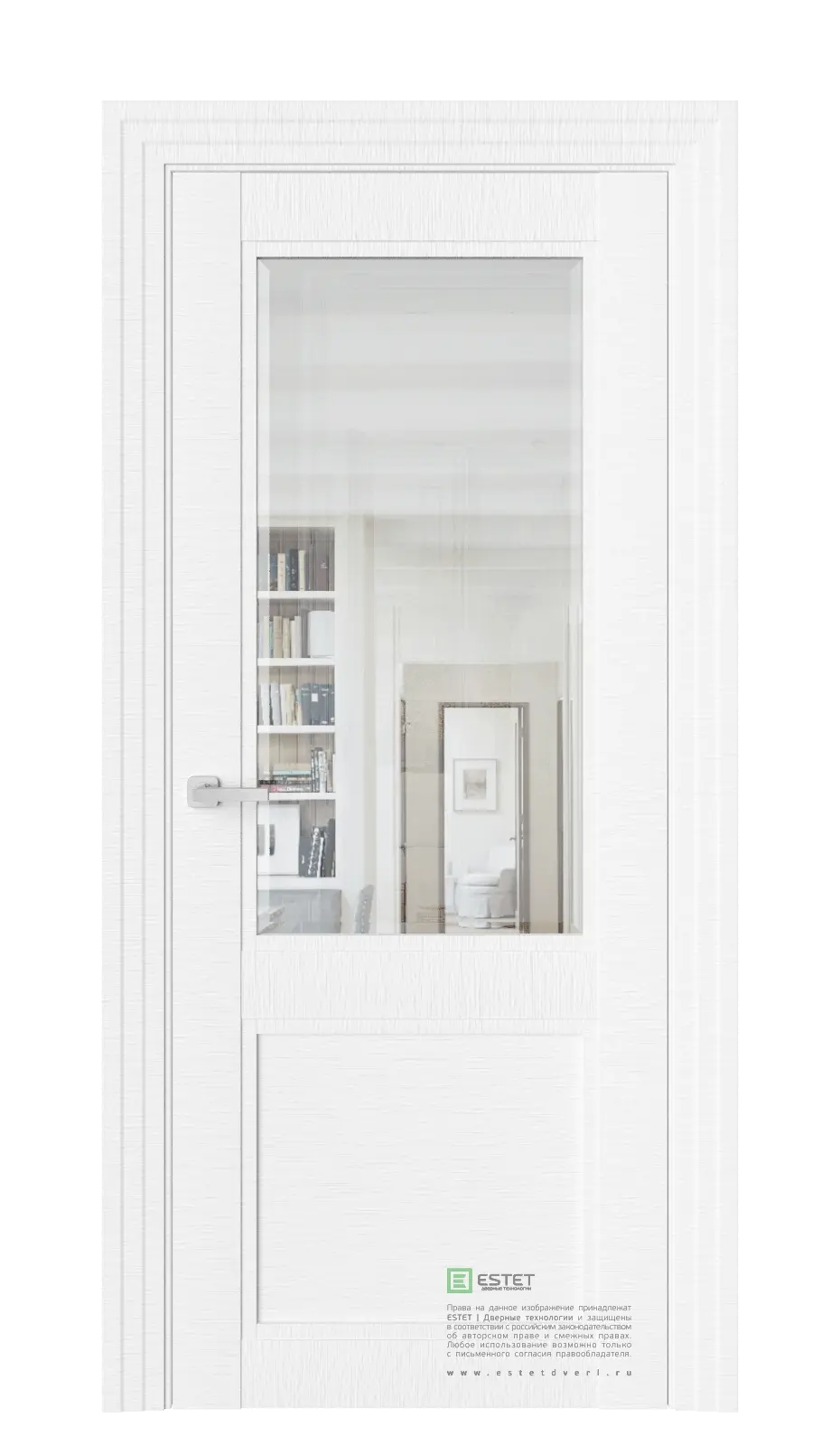 Межкомнатная дверь J4 Белый горизонт Белый Фацет прозрачный