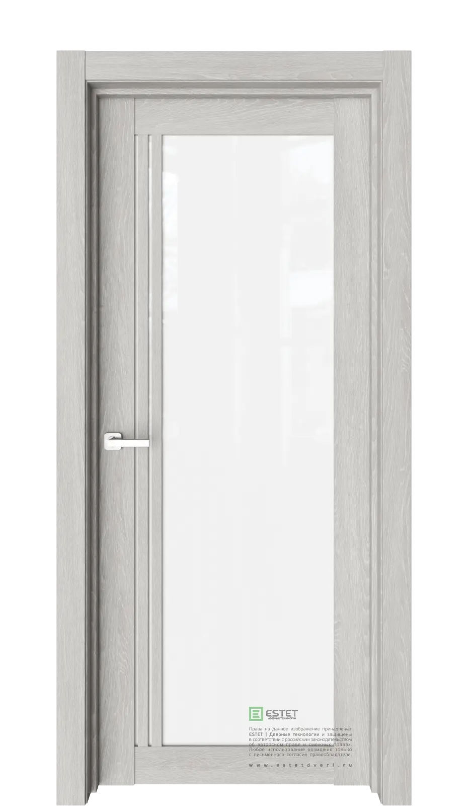 Межкомнатная дверь Версо В7 Дуб серый Серый Триплекс белоснежный