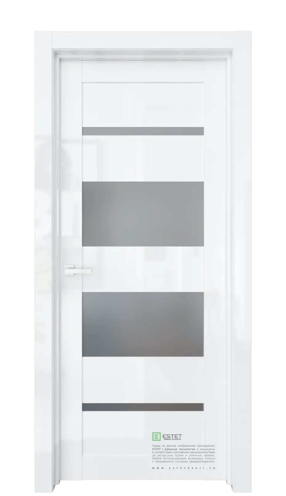 Межкомнатная дверь Роял-R42 Белый глянец Белый Сатинат графит